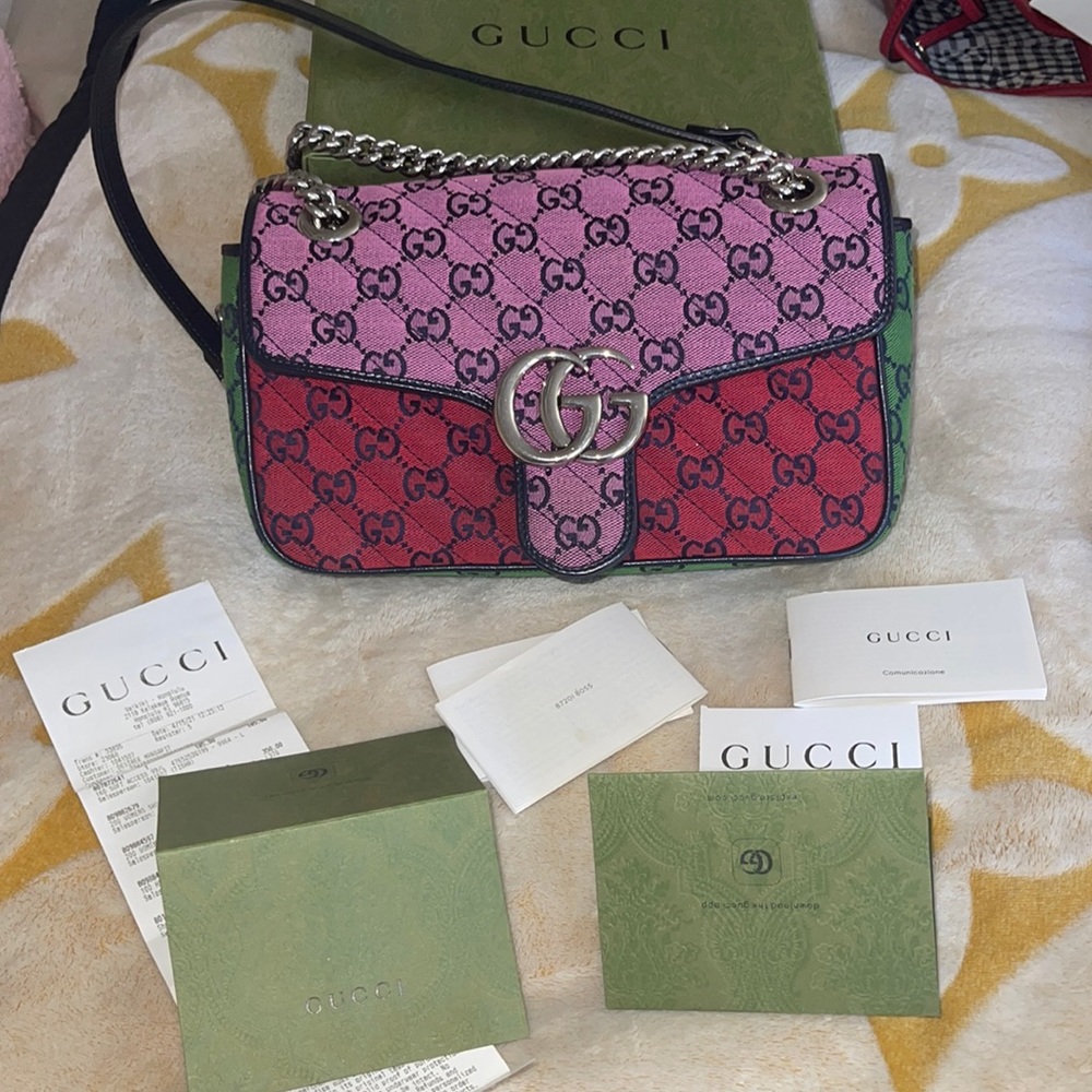 Gucci
Marmont Quilted Logo-jacquard Multi Color Leather Shoulder Bag